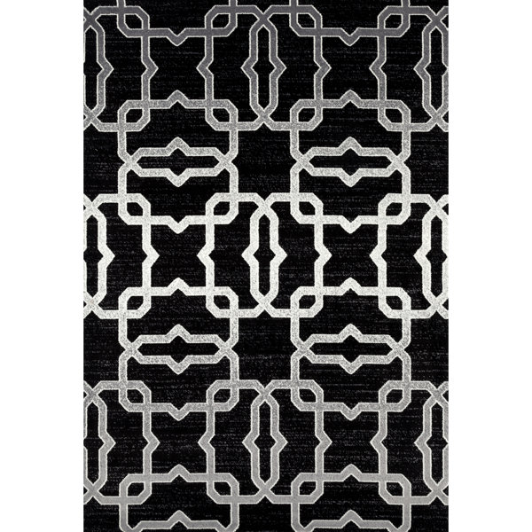 Mercer41 Ablie Power Loom Performance Black/Silver Rug Wayfair